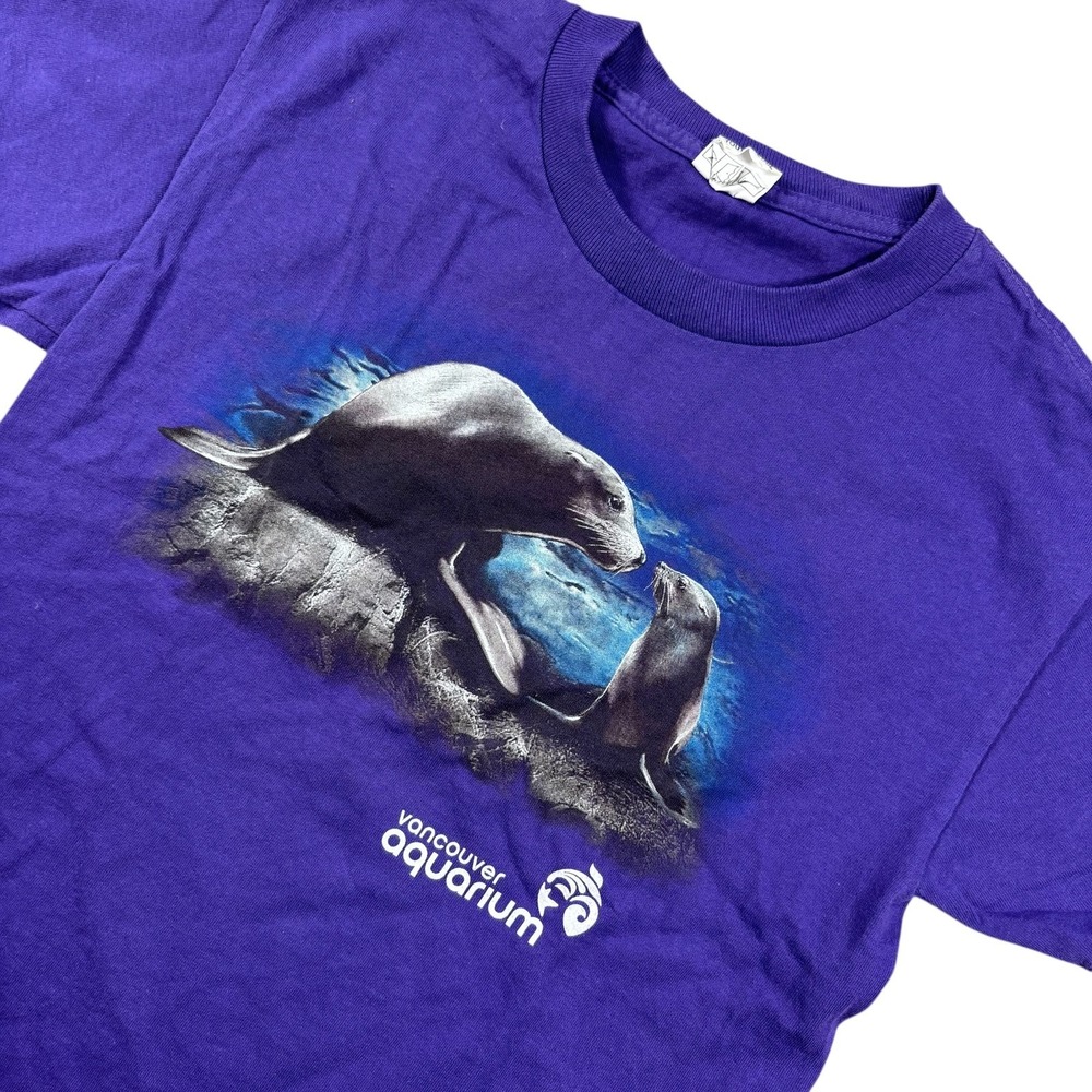 VTG Nature Tee Alstyle Purple Seals Short Sleeve Streetwear 90s Y2K‎ Vancouver S